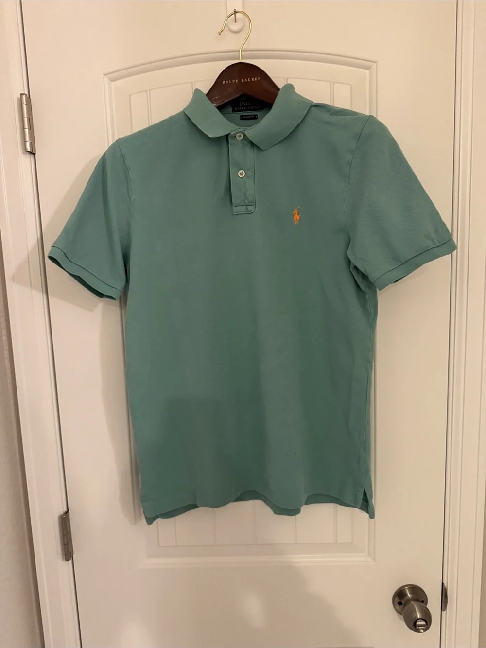 Ralph Lauren Seafoam Polo with Orange Pony Logo